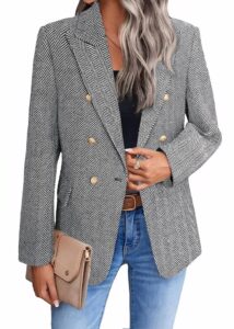 Mina Self 2024 Damen Tweed-Blazer, festlich, vollständig gefüttert, warm, stylish, lässig-elegant, ideal als Arbeitsjacke mit praktischen Manteltaschen