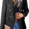 Mina Self 2024 Damen Tweed-Blazer für Weihnachten, komplett gefüttert, warm, stilvoll, lässig-elegant, Arbeitsjacke mit Manteltaschen
