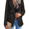 Mina Self 2024 Damen Tweed-Blazer, Winterfest, komplett gefüttert, warm, stilvoll, lässig-elegant, Arbeitsjacke mit Taschen