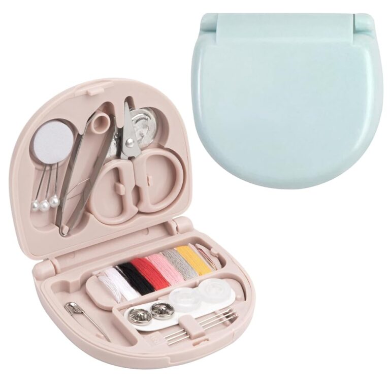Mini Nähset für Reisen, Tragbares Falt-Nähkästchen, DIY Nähzubehör für Erwachsene, ideal für Zuhause, Reisen und Notfälle, 2 Stück (Blau + Rosa)