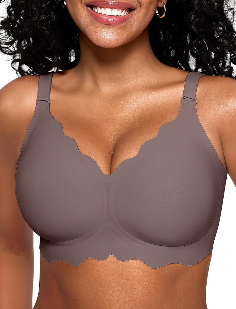 Nahtloser Push-Up-BH für Damen ohne Bügel mit tiefem V-Ausschnitt – bequemer, weicher Sport-BH mit abnehmbaren Trägern und Softschalen