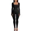 OEAK Damen Sportanzug: Langärmeliger Jumpsuit für Yoga, Stretch Bodysuit, figurbetonter Einteiler, Trainingsanzug und Hosenanzug