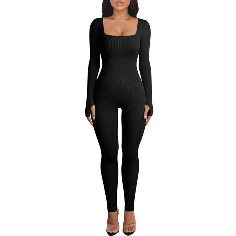 OEAK Damen Sportanzug: Langärmeliger Jumpsuit für Yoga, Stretch Bodysuit, figurbetonter Einteiler, Trainingsanzug und Hosenanzug