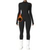 OEAK Damen Sportlicher Langarm Jumpsuit mit Rollkragen und Reißverschluss – Nahtlos gefütterter Fleece Bodysuit und Romper für Yoga