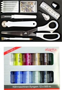 Premium Schneiderkit mit Nähgarn und Zubehör - Ideal für Hobbyisten und Profis - Professionelles Set mit Nähgarn, Schneiderschere, Nahttrenner, Maßband und mehr