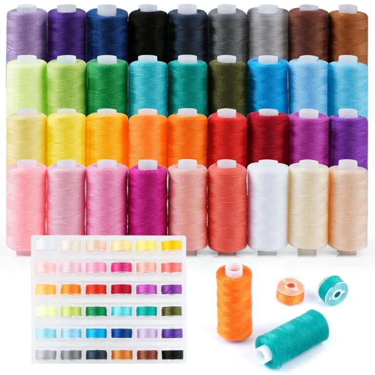 PUWOWYE Nähgarn Set für Nähmaschinen – 36 Farben, jeweils 400 Yards Nähmaschinengarn und 36 Unterfadenspulen, hochwertiges Overlock-Garn für Overlock- und Nähmaschinen