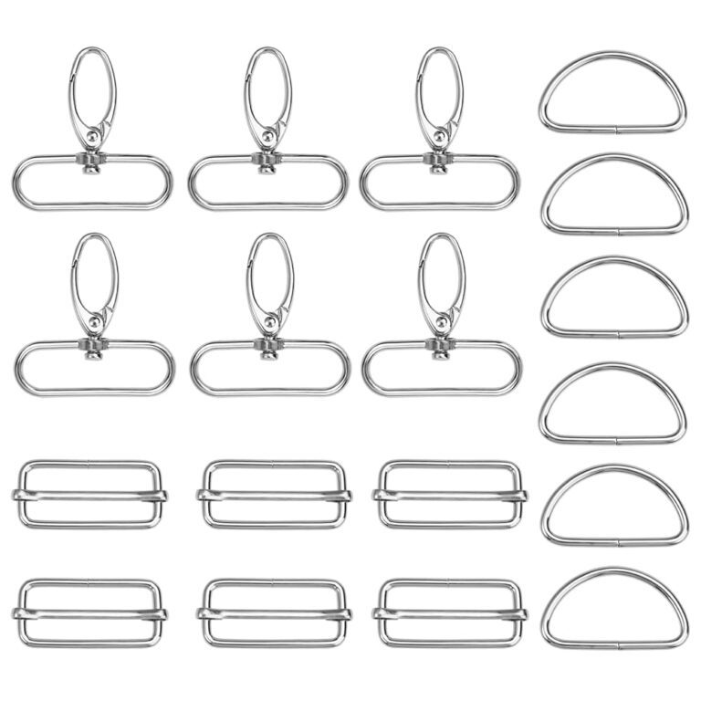 Set mit 18 Taschenzubehörteilen: Schnallen, Nähzubehör, Karabinerhaken, D-Ringe und drehbare Metallkarabiner für kreative Bastelprojekte