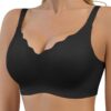 SHARICCA Damen-BH ohne Bügel - Nahtloser V-Ausschnitt mit gewellten Rändern, Push-Up, weich, atmungsaktiv und nahtloses Bustier inklusive BH-Verlängerung