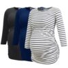 Smallshow Damen Umstandstopps im 3er-Pack – 3/4 Arm Tunika für Schwangerschaft