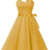 Topdress Damen Vintage Polka Audrey Kleid im Stil der 1950er Jahre – Retro Neckholder Cocktailkleid