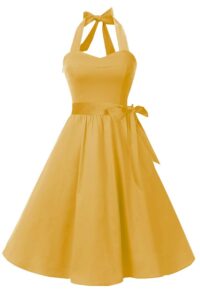 Topdress Damen Vintage Polka Audrey Kleid im Stil der 1950er Jahre – Retro Neckholder Cocktailkleid