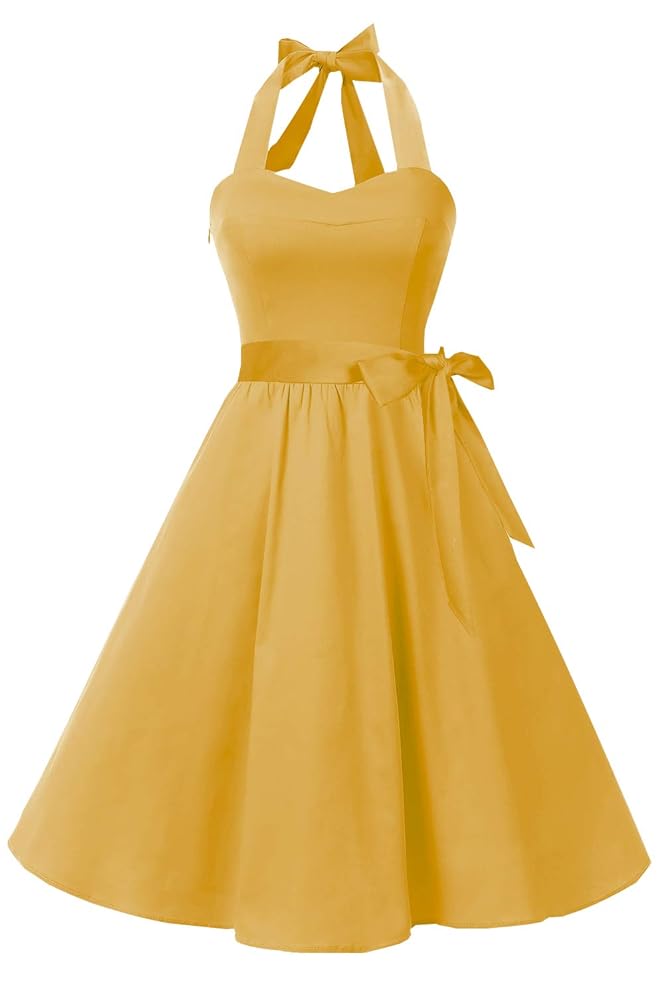 Topdress Damen Vintage Polka Audrey Kleid im Stil der 1950er Jahre – Retro Neckholder Cocktailkleid