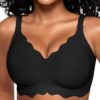 Vertvie Damen Push-Up BH ohne Bügel – Nahtloser, tiefer V-Ausschnitt, bügellose Softschalen, bequemer und weicher Sport-BH mit abnehmbaren Trägern