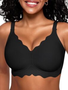 Vertvie Damen Push-Up BH ohne Bügel – Nahtloser, tiefer V-Ausschnitt, bügellose Softschalen, bequemer und weicher Sport-BH mit abnehmbaren Trägern
