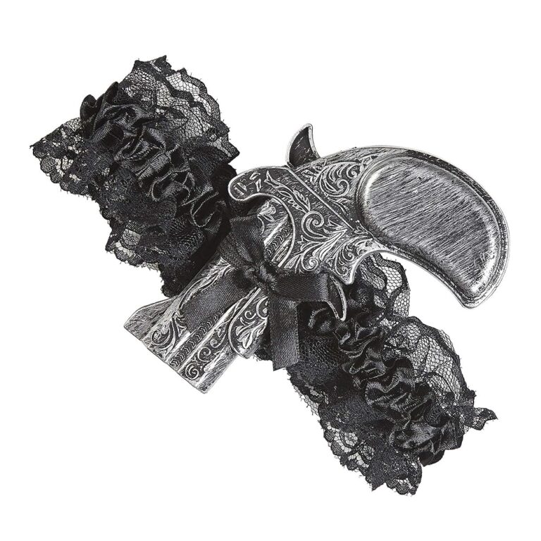 W WIDMANN MILANO Party Fashion 09664 - Antikes Strumpfband mit Pistole, Revolver im Steampunk-Stil für Saloon-Damen, Wilder Westen, Motto-Party und Karneval