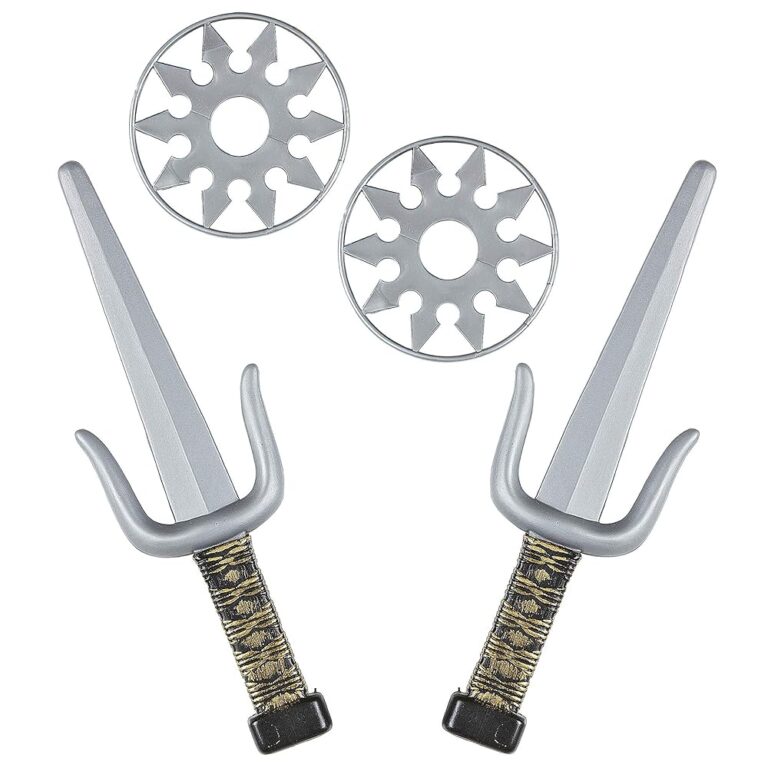 Widmann 01205 - Ninja Waffenset, 2 Sai und 2 Shuriken, Kostümzubehör für Karneval und Mottopartys