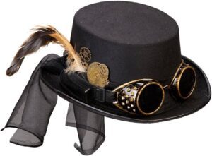 WIDMANN Damen Steampunk Zylinder mit Brille und Zahnradverzierungen (1 Stück)