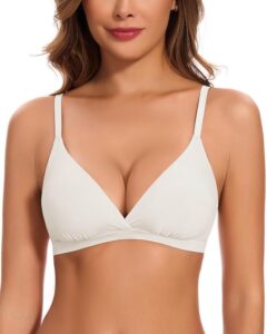 WOWENY Damen Triangel-BH ohne Bügel – Sexy gepolstertes Seamless Bralette, bügelloser Soft-Bustier mit V-Ausschnitt und BH-Verlängerung