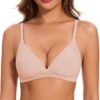 WOWENY Damen Triangle BH ohne Bügel – Sexy gepolsterter Bralette, nahtloses T-Shirt-BH, bügelloser Soft-Bustier mit V-Ausschnitt und BH-Verlängerung