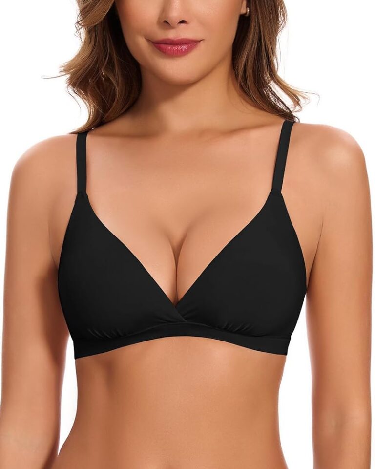 WOWENY Damen Triangle BH ohne Bügel - Sexy gepolstertes Bralette, nahtloses T-Shirt BH, bügelloser Soft Bustier mit V-Ausschnitt und BH-Verlängerung
