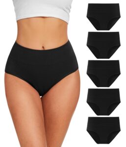 YESWEL Damenunterwäsche Set, 5 Stück, Hohe Taille Baumwoll-Hipster, Stretch und Atmungsaktive Panties für Frauen (Größen M-XXL)