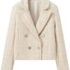 Zunlethian Damen Tweed Blazer 2024 für Frühling und Herbst – Elegante Übergangsjacke mit Revers und tailliertem Schnitt für Büro und Freizeit im Vintage-Stil