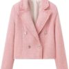 Zunlethian Damen Tweed Blazer 2024 für Frühling und Herbst – Elegante Übergangsjacke mit Revers, ideal für Büro und Freizeit im Vintage-Stil, Kurzjacke