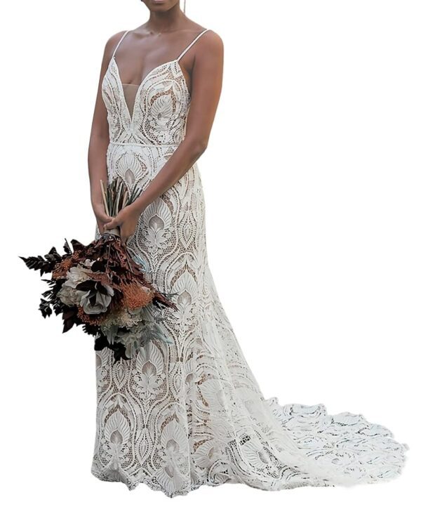Boho Brautkleid für Plus Size: Spitzen-Mermaid Hochzeitskleid