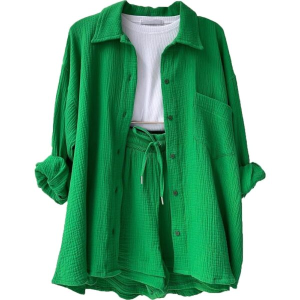 BOSSETY Damen Zweiteiler Sommer Outfit – Aesthetic Musselin Schlafanzug
