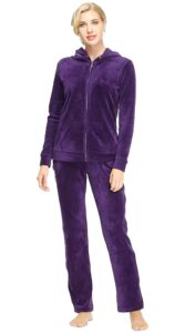 Dolcevida Damen Velours Trainingsanzug Set – Hoodie & Sweatpants
