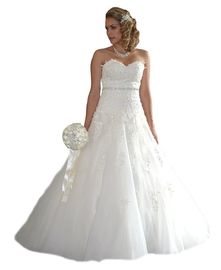 Elegantes Brautkleid mit Schleppe – Größe 34-48, Spitze, Neu!