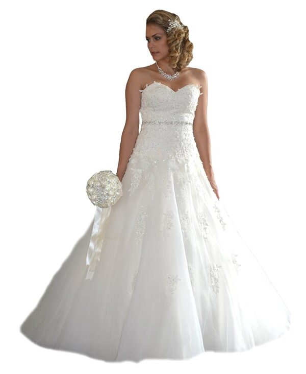 Elegantes Brautkleid mit Schleppe – Spitze für Größen 34-48
