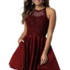 Elegantes WaterDress A-Linie Ballkleid mit V-Ausschnitt & Perlen für Damen