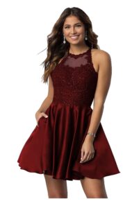 Elegantes WaterDress A-Linie Ballkleid mit V-Ausschnitt & Perlen für Damen