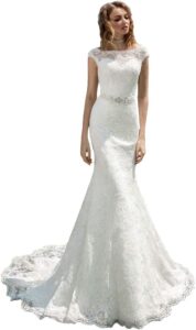 Elegantes WaterDress Damen A-Linie Ballkleid mit V-Ausschnitt & Perlen