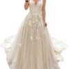 JAEDEN V-Ausschnitt Brautkleid aus Spitze – Elegantes A-Linie Hochzeitskleid