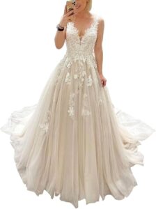 JAEDEN V-Ausschnitt Brautkleid aus Spitze – Elegantes A-Linie Hochzeitskleid