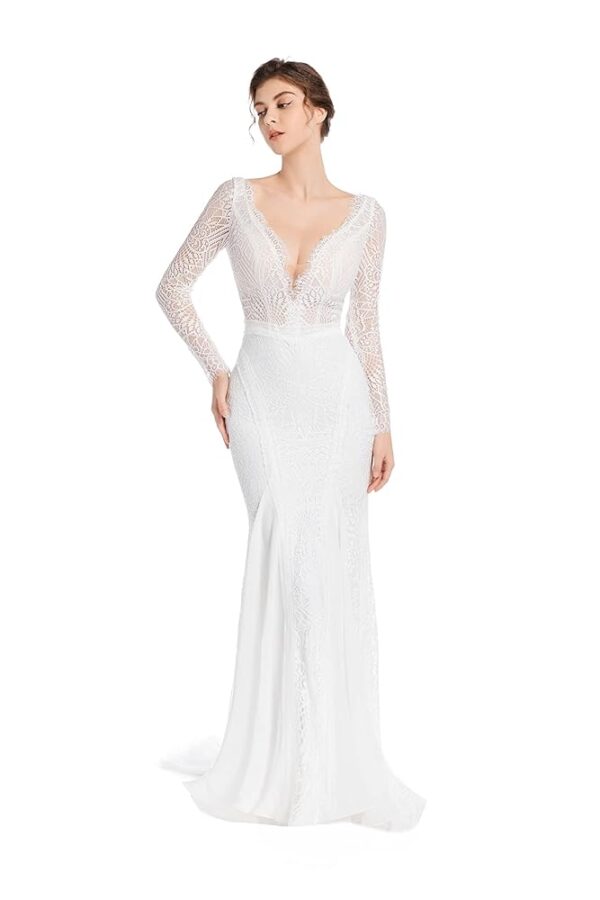 Meerjungfrau Brautkleider: Classy Boho-Spitze mit offenem Rücken