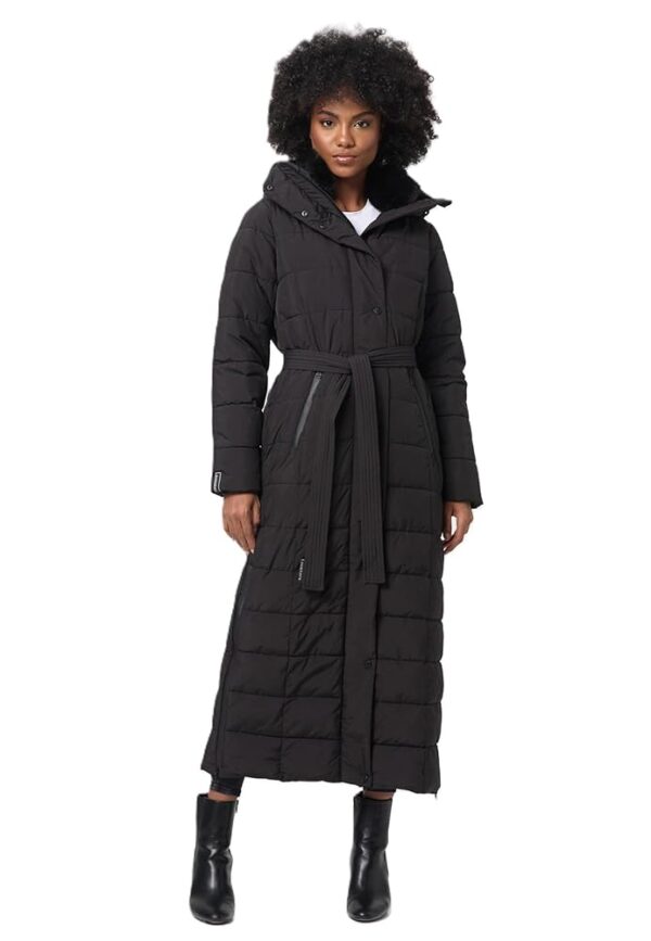 Navahoo Damen Steppmantel für den Winter – langer, warmer Wintermantel mit Kapuze B974