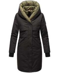 Navahoo Damen Wintermantel – Lange, warme Steppjacke mit Kapuze in den Größen XS bis XXL