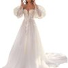 Schulterfreies Pailletten-Hochzeitskleid – Glamouröses Ballkleid mit Schlitz