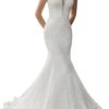 SEVENYXX Meerjungfrau Brautkleid Lang – Ivory Prinzessin Hochzeitskleid