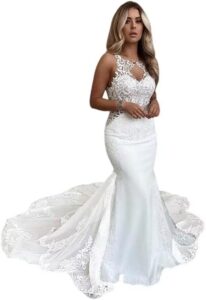 SYYS Meerjungfrau Hochzeitskleid 2024: Vintage V-Ausschnitt Ballkleid