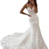 Vintys Damen Tüll Spitze Brautkleid 2024 – Boho Chiffon Hochzeit VT060
