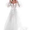 Vintys Damen Tüll Spitze Brautkleid 2024 – Boho Chiffon Hochzeitskleid VT060