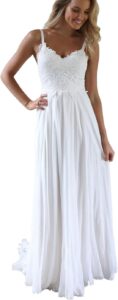 WaterDress Damen Ballkleid A-Linie V-Ausschnitt Perlen Spitze & Tüll