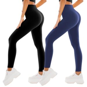 High Waist Leggings Damen 2er Pack - Blickdicht & Elastisch für Yoga
