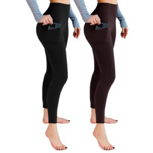 Leafigure 2er Pack High Waist Sport Leggings Damen - Blickdicht & Mit Taschen