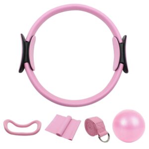 Pilates Set mit 5 Ringen, Yoga Ball, Fitnessbändern für Zuhause