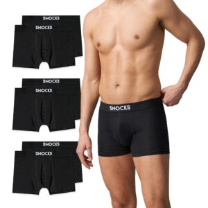 Snocks Herren Boxer Shorts Bio-Baumwolle – 6er Pack, ohne einschneidenden Bund